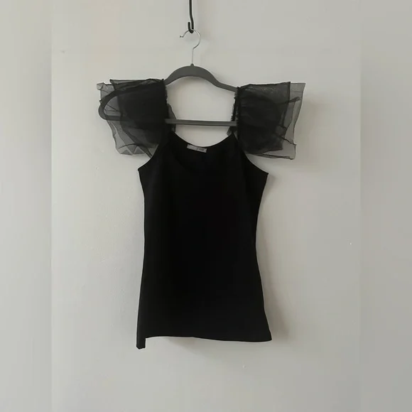 Zara Black Tank Top Mesh sleeve details - Picture 6 of 7